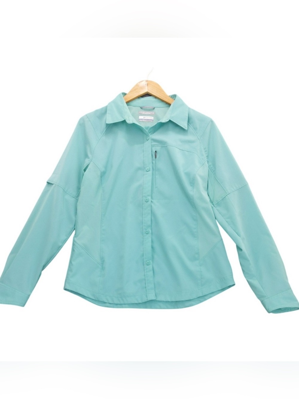 Columbia Women Breathable Rip Stop Omni-Shade Sun Protection Long Sleeve Teal L
